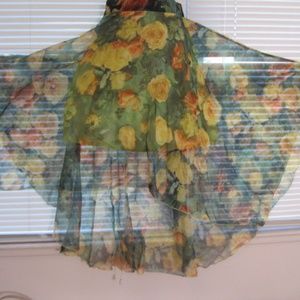 Fairycore whimsical flowy garden party maxi skirt high low new